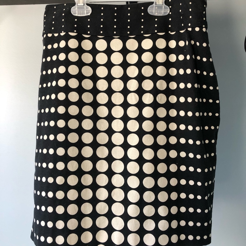 Dot black and cream pencil skirt